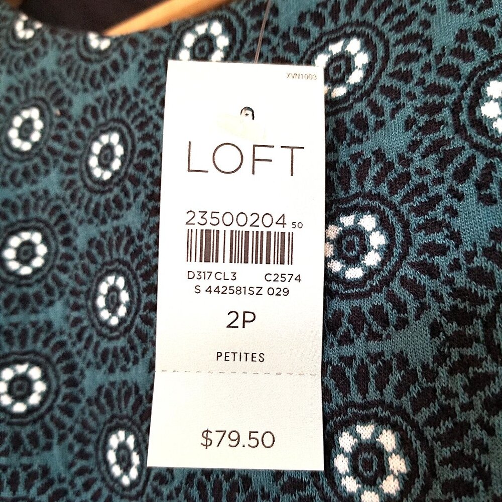 NWT LOFT Teal Pattern Dress
